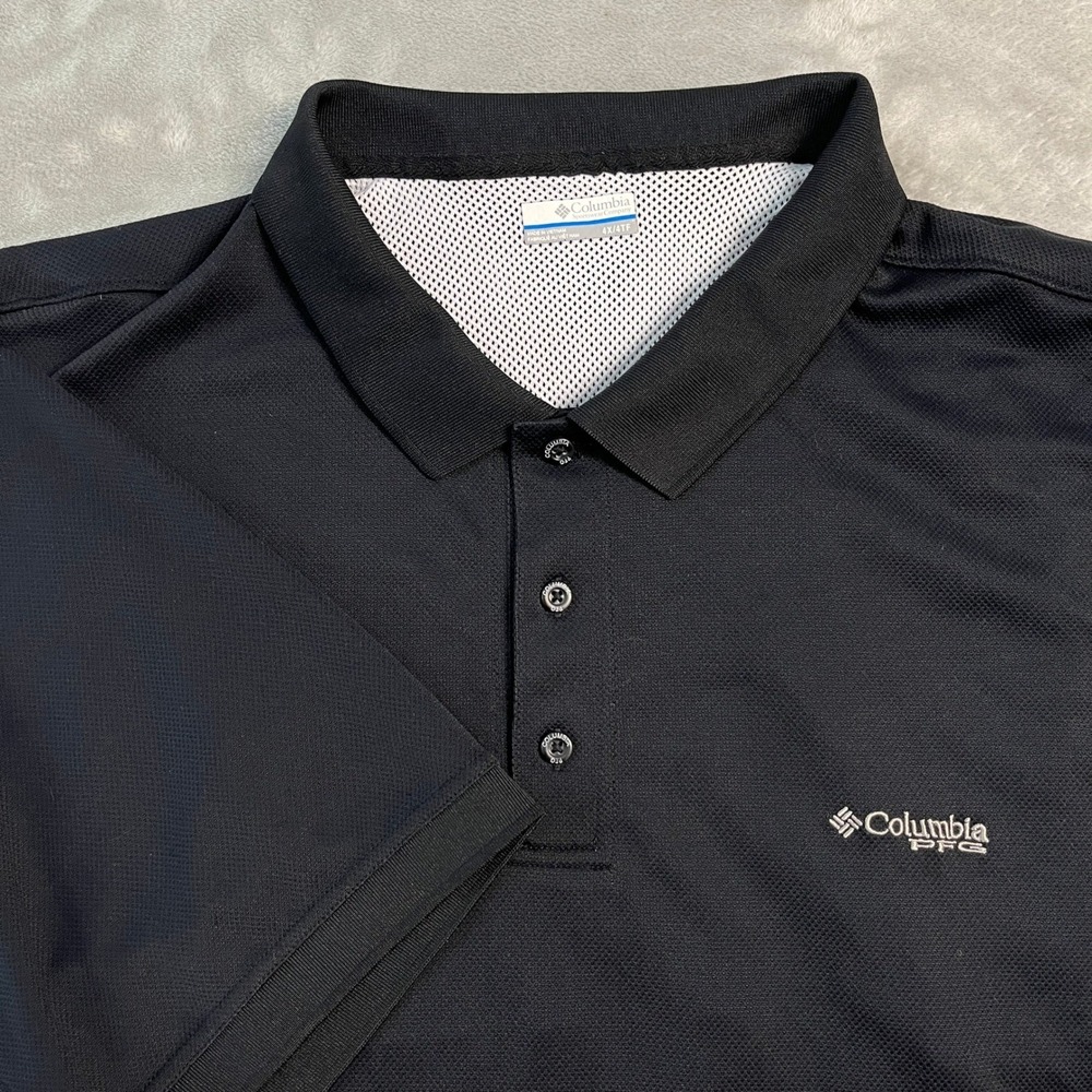 Columbia PFG Mens Black Short Sleeve Fishing Polo Shirt Omni-Shade 4X Vented